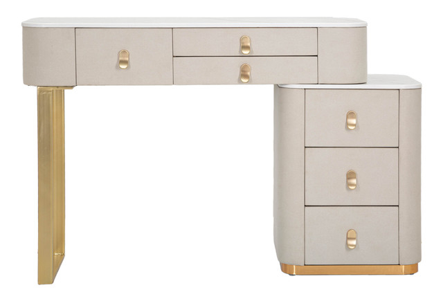 Birou/consola Beauty, Lemn/MDF/Metal, Crem/Auriu, 75x120x40 cm [4]