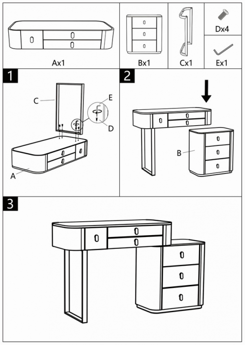 Birou/consola Beauty, Lemn/MDF/Metal, Crem/Auriu, 75x120x40 cm [11]