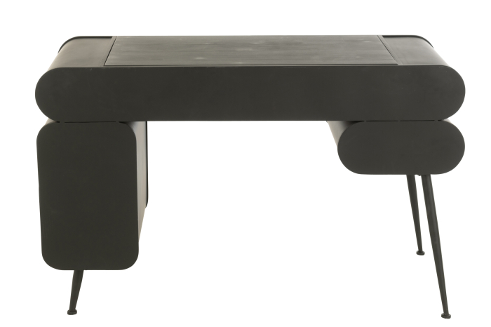 Birou din lemn de brad si metal, negru/bej deschis [5]