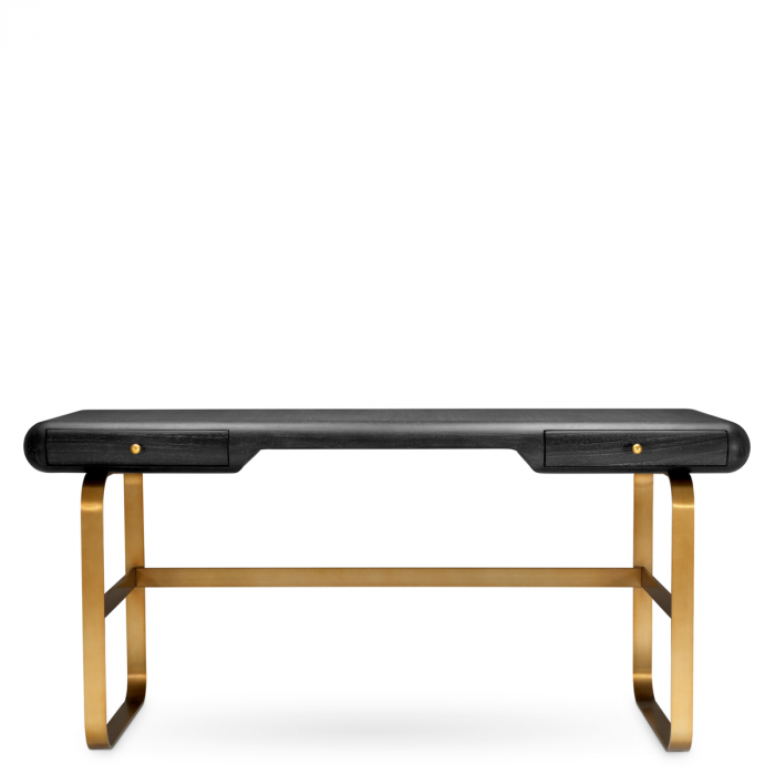 Birou Nathaniel, furnir stejar, gri cărbune, finisaj alamă periată, Dimensiuni: W. 165 | D. 65.5 | H. 76.5   [3]