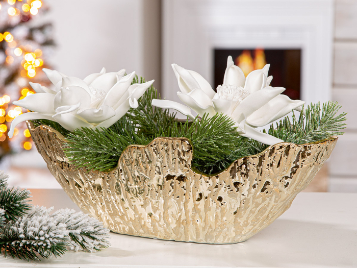 Bol, "Crepa", Ceramica, auriu, PU 2, L. 16 cm, l. 34,5 cm, H 21,5 cm [2]