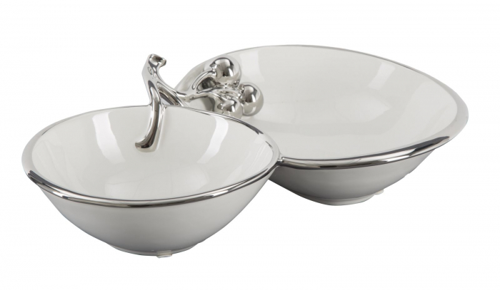 Bol decorativ Balloons, ceramica, alb/argintiu, 32X20.5X8 cm [2]