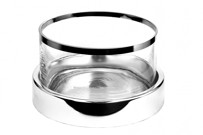 Bol decorativ Empire, Sticla/Fier nichelat, Argintiu, 15x25 cm [2]