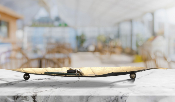 Bol decorativ Foglia, fier, auriu, 38X3X11 cm [7]