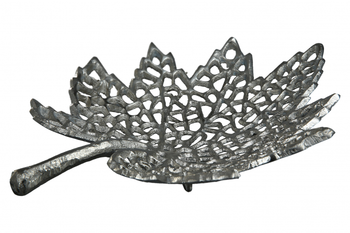 Bol decorativ Leaf, Aluminiu, Argintiu, 29x6x22 cm [4]