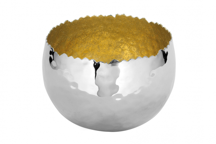 Bol decorativ Sefa, Foita de aur/Fier nichelat, Auriu/Argintiu, 11x8.5x10 cm [2]