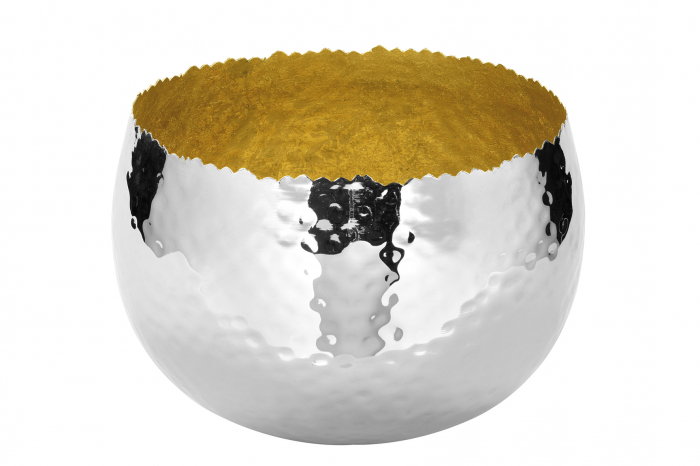 Bol decorativ Sefa, Foita de aur/Fier nichelat, Auriu/Argintiu, 15x23x20 cm [2]