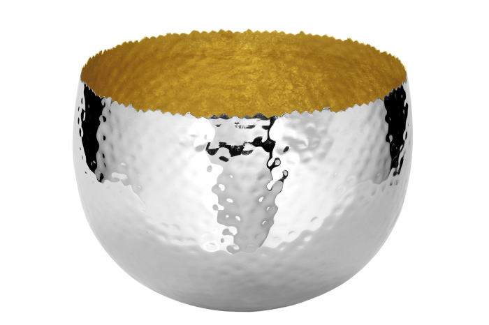 Bol decorativ Sefa, Foita de aur/Fier nichelat, Auriu/Argintiu, 27x25x25.5 cm [2]