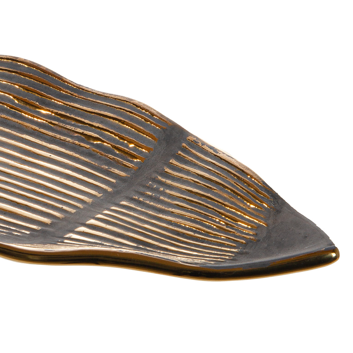 Bol, Frunza, "Valencia", cu dungi, Ceramica, gri, PU 2, L. 19 cm, l. 41 cm, H 3,5 cm [2]