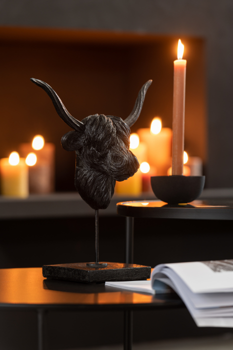 Decoratiune Buffalo, Compozit, Negru, 29.5x14x36.5 cm [2]