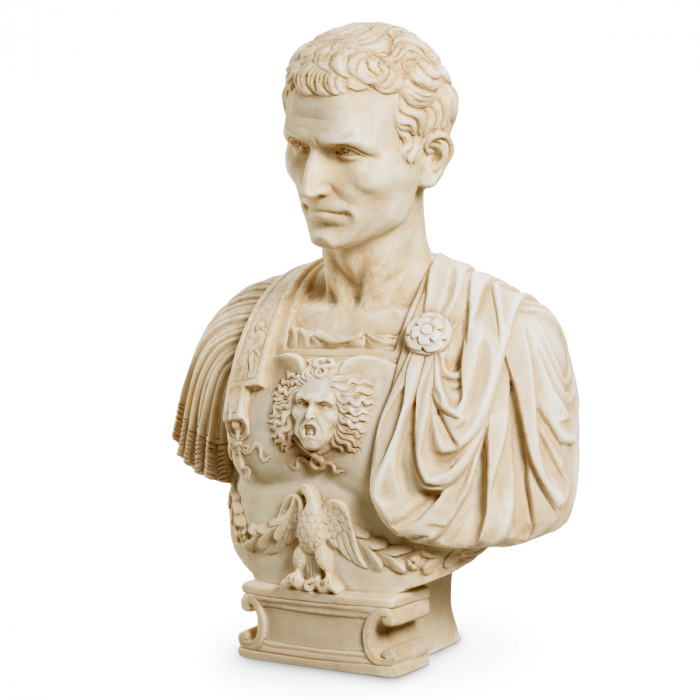 Bust din marmură Iulius Caesar aspect antic, Dims: L. 50.5 | W. 27 | H. 69.5  (CM) [3]