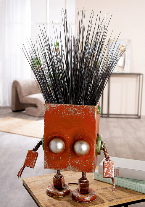 Cachepot, Roboti, Robotic, Metal, maro ruginiu, PU 1, L. 19 cm, L. 34 cm, H. 37,5 cm [5]