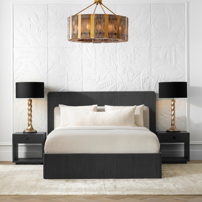 Cadru de pat Dimitrios furnir stejar gri carbune, durini natural |L. 227.5 | W. 217.5 | H. 140 | min H. 40.5 cm  [2]