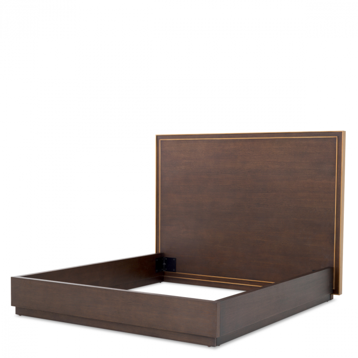 Cadru pat, Camelot, furnir din stejar, maro, Dims: L. 224 | W. 204 | H. 156 (CM) [3]