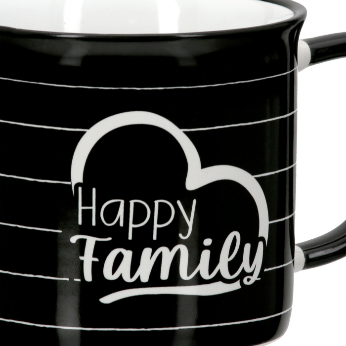 Cană, Familie fericită, Motiv inimă, zic, Ceramica, negru, PU 6, L. 9,8 cm, L. 13,2 cm, H. 8,7 cm [3]