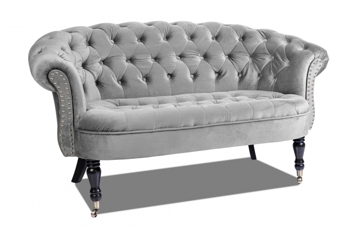 Canapea 2 locuri Filip Chesterfield, gri deschis, 152x82x82 [2]