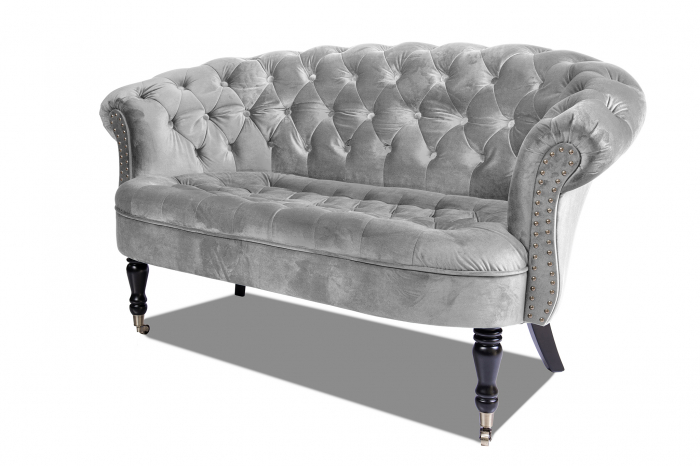 Canapea 2 locuri Filip Chesterfield, gri deschis, 152x82x82 [5]