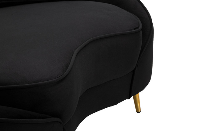 Canapea 2 locuri Oslo, Metal/Poliester, Negru/Auriu, 68x148x84 cm [6]