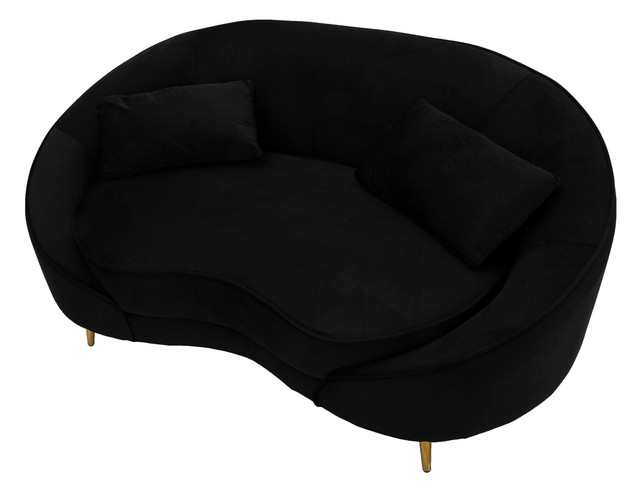 Canapea 2 locuri Oslo, Metal/Poliester, Negru/Auriu, 68x148x84 cm [5]