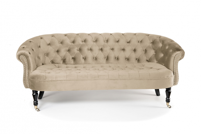 Canapea 3 locuri Filip Chesterfield, bej, 196x82x82 cm [7]