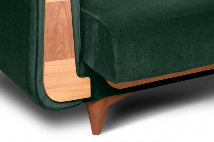Canapea extensibila 3 locuri GUSTAVO, Lemn/Stofa, Verde inchis, 230x98x98 cm [7]