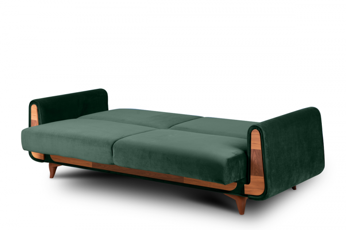 Canapea extensibila 3 locuri GUSTAVO, Lemn/Stofa, Verde inchis, 230x98x98 cm [6]