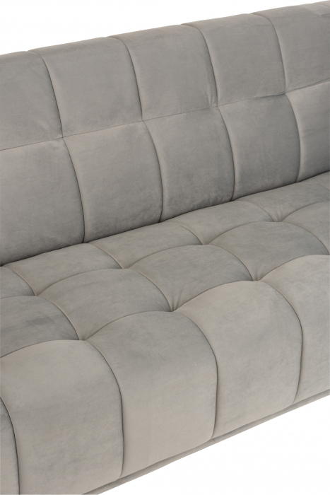 Canapea 3 locuri, Textil/Lemn, Gri Deschis, 204x89x81 cm [8]