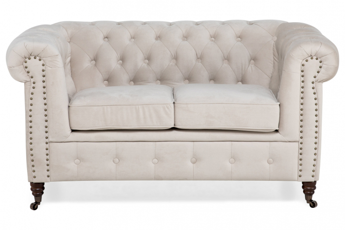 Canapea Chesterfield, 2 locuri, Bej, 150x80x86 cm [2]