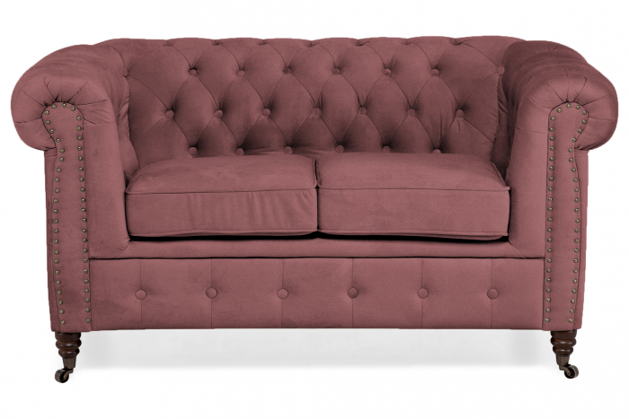Canapea Chesterfield, 2 locuri, Roz inchis, 150x80x86 cm [2]