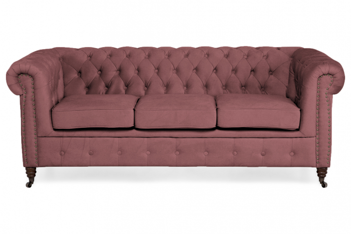 Canapea Chesterfield, 3 locuri, Roz, 203x80x86 cm [2]
