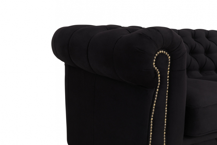 Canapea Chesterfield, 4 locuri, Negru, 238x80x86 cm [6]