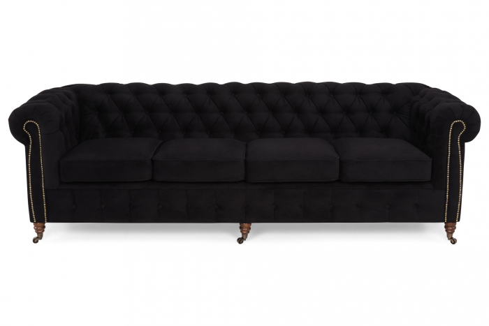 Canapea Chesterfield, 4 locuri, Negru, 238x80x86 cm [2]