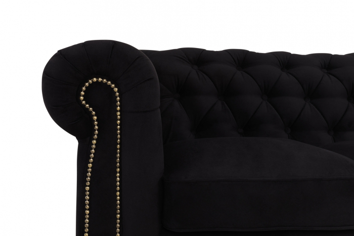 Canapea Chesterfield, 4 locuri, Negru, 238x80x86 cm [5]