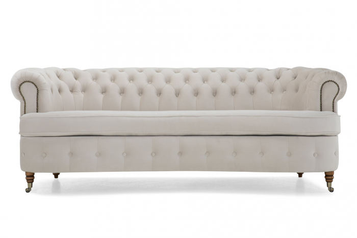 Canapea Chesterfield, Curbata, Bej, 230x80x86 cm [2]
