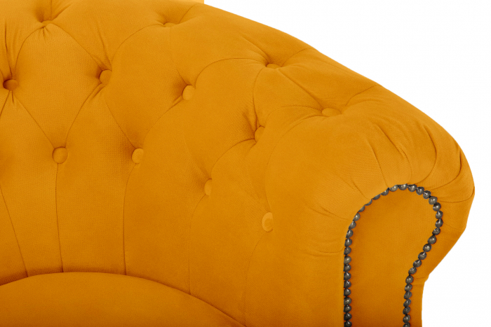 Canapea Chesterfield, Curbata, Galben, 230x80x86 cm [6]