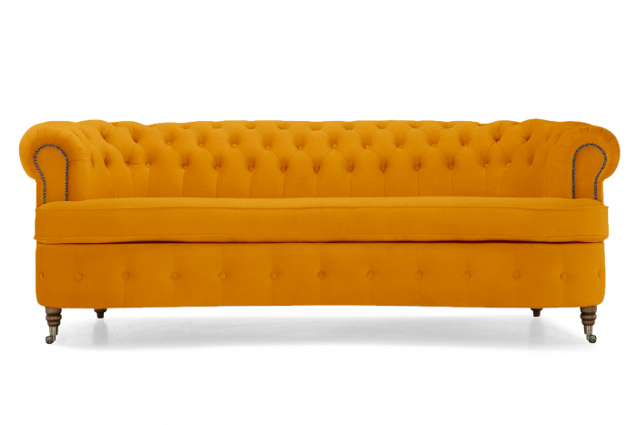 Canapea Chesterfield, Curbata, Galben, 230x80x86 cm [2]