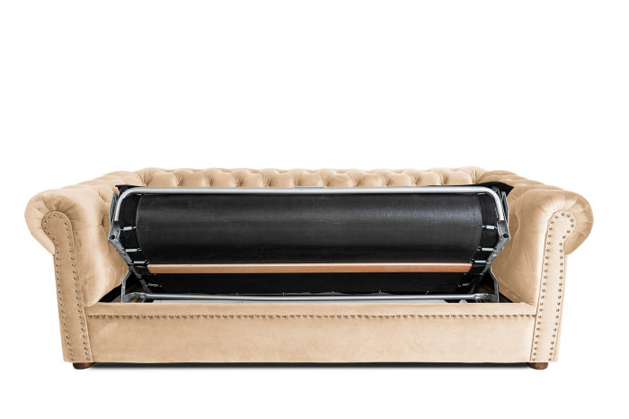 Canapea extensibila Chesterfield, 3 locuri, Bej, 203x80x86 cm [3]