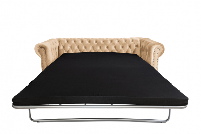 Canapea extensibila Chesterfield, 3 locuri, Bej, 203x80x86 cm [4]