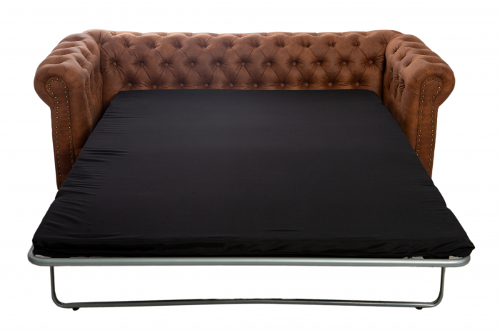 Canapea extensibila Chesterfield, 3 locuri, Maro coniac, 203x80x86 cm [4]