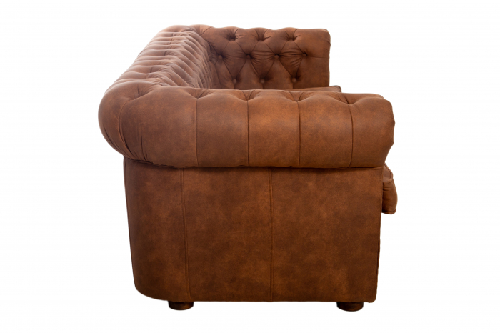 Canapea extensibila Chesterfield, 3 locuri, Maro coniac, 203x80x86 cm [2]