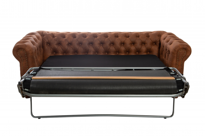 Canapea extensibila Chesterfield, 3 locuri, Maro coniac, 203x80x86 cm [6]