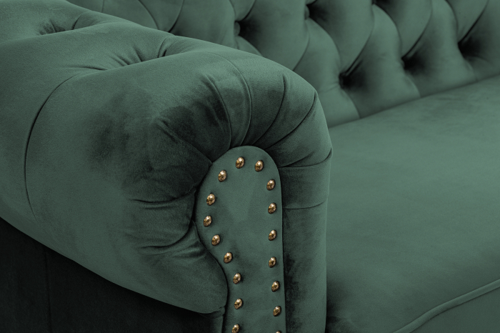 Canapea extensibila Chesterfield, 3 locuri, Verde, 203x80x86 cm [8]