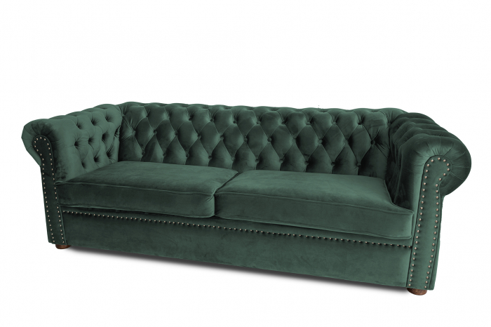Canapea extensibila Chesterfield, 3 locuri, Verde, 203x80x86 cm [5]