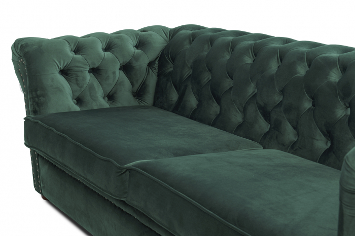 Canapea extensibila Chesterfield, 3 locuri, Verde, 203x80x86 cm [6]