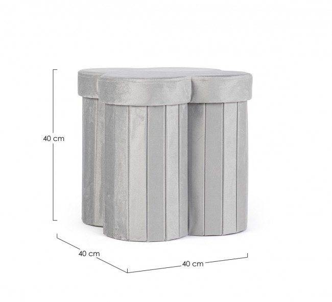 Puf Jocelyn, Gri, din Catifea cu Spatiu de Depozitare [2]