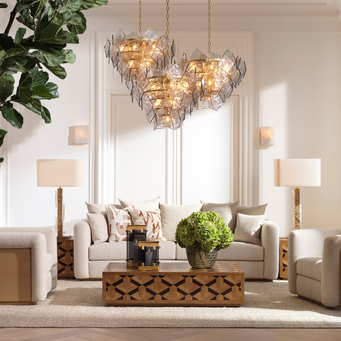 Candelabru Biltmore cu finisaj alama antica, sticla fumurie |Ø 80 | H. 65 cm  [2]