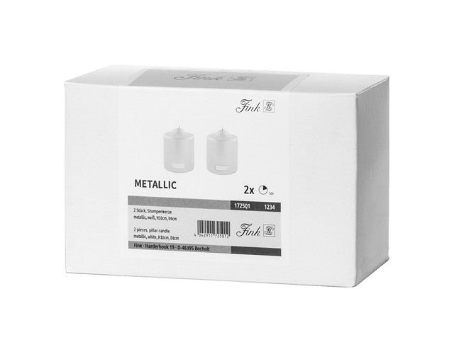 CANDLE,set 2 lumanari, alb metalic, h. 10 cm, d. 8 cm [2]