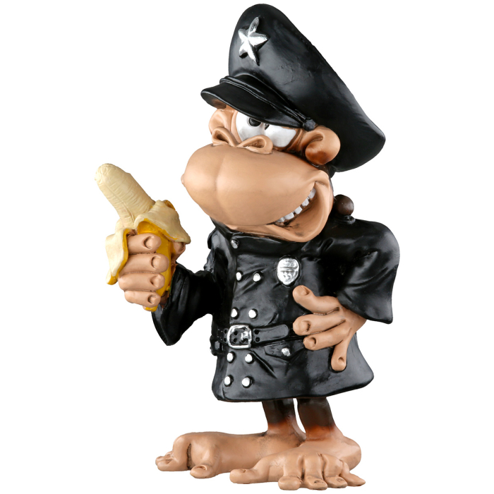 Caricatura Maimuta "Politist", Rasina sintetica, maro, gri, L. 7 cm, l. 8 cm, H 13 cm [2]