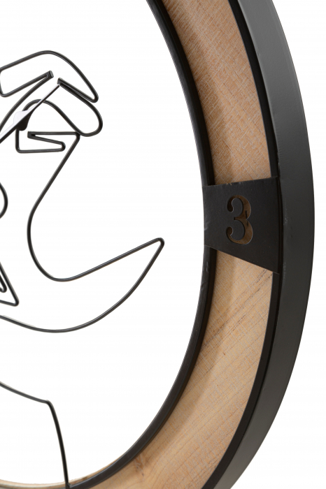 Ceas de perete Couple, Fier/Lemn, Negru/Natural, 60x60x3 cm [3]