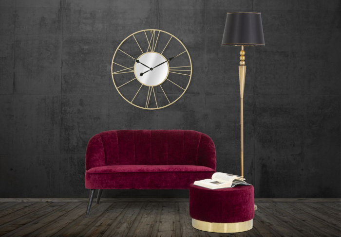 Ceas de perete cu oglinda Stick, fier/oglinda, auriu/negru, Ø 80X6 cm [8]